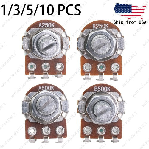 1/3/5/10X Mini Potentiometer Long 18mm A/B 250k/500k Volume Tone Taper Pot