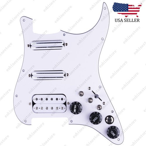 Guitar Hss Loaded Prewired Pickguard with Multi Switches For Strat St White01
