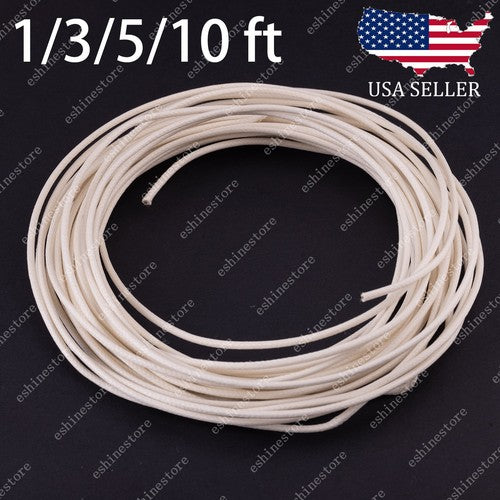 1/3/5/10 ft Vintage-Style Waxed Cloth-Covered Braided Guitar Wire Pushback-White