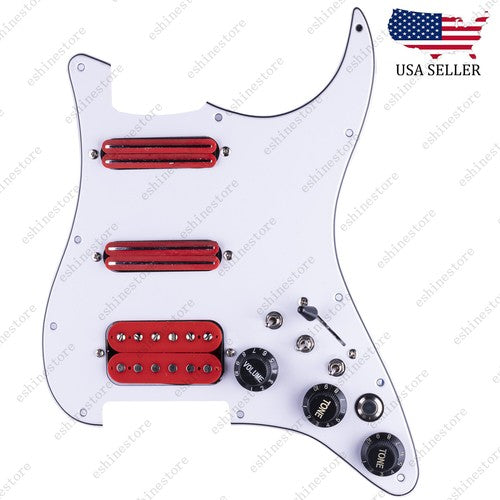 Guitar Hss Loaded Prewired Pickguard with Multi Switches For Strat St Red