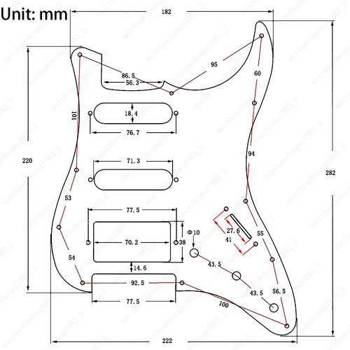 11-Hole HSS Aluminium Alloy Pickguard Scratch Plate w/ Screw for ST Strat Guitar