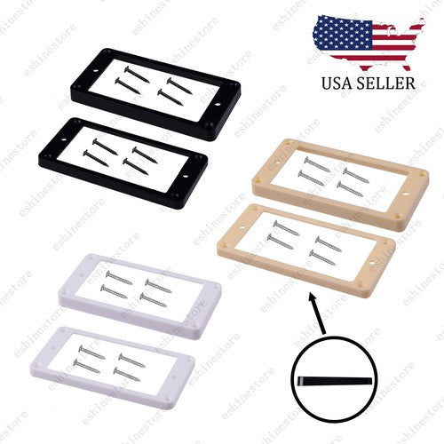 2 Pcs Plastic Flat Bottom Humbucker Pickup Rings Guitar Bridge Neck Frame For LP