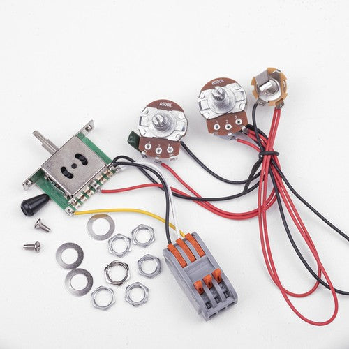 Guitar Wiring Harness Kit 3-Way Switch 1 Volume 1 Tone A/B500K Pots For Tele