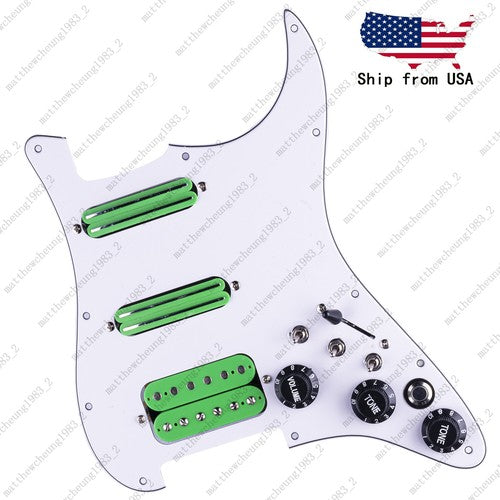 Guitar HSS Loaded Prewired Pickguard Multi Switch Coil Splitting For ST Green01