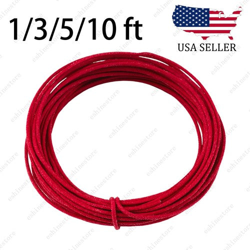 1/3/5/10 ft Vintage-Style Waxed Cloth-Covered Braided Guitar Wire Pushback-Red