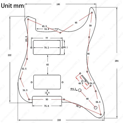 11-Hole HH Aluminium Alloy Pickguard Scratch Plate w/ Screw for ST Strat Guitar