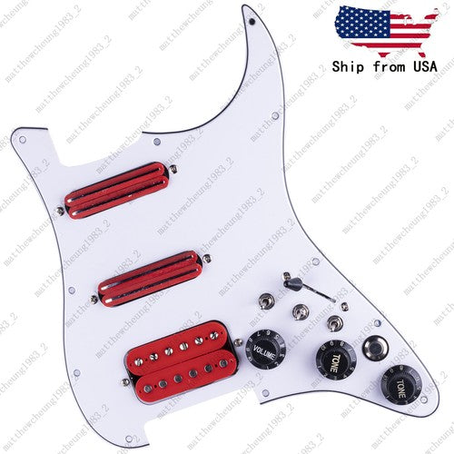 Guitar HSS Loaded Prewired Pickguard Multi Switch Coil Splitting For ST Red