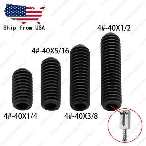 12x US #4-40 (1/4-1/2) Bridge Saddle Height Adjustment Screws-Alloy Steel BLACK
