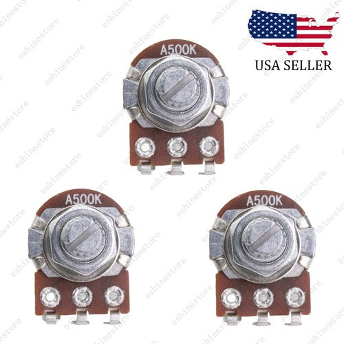 3x A500k Guitar Audio Mini Pots with 15mm Short Shaft Volume Tone Taper Pots