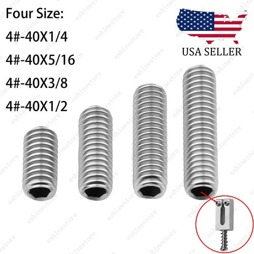 12pcs Stainless Steel #4-40 Bridge Screws Saddle Height Adjustment-(1/4"-1/2")