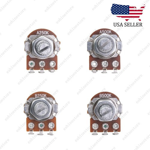 1x Guitar Potentiometer A/B 250k 500k Volume Tone Taper Pot For Strat Tele LP SG