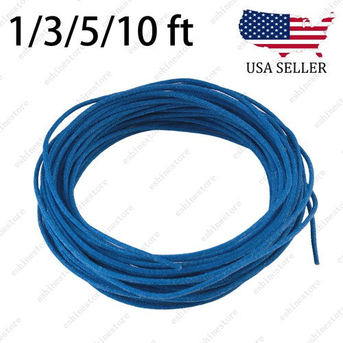 1/3/5/10 ft Vintage-Style Waxed Cloth-Covered Braided Guitar Wire Pushback-Blue