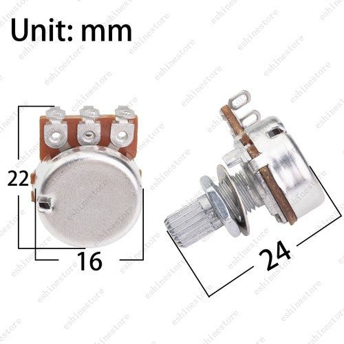 1x Guitar Potentiometer A/B 250k 500k Volume Tone Taper Pot For Strat Tele LP SG