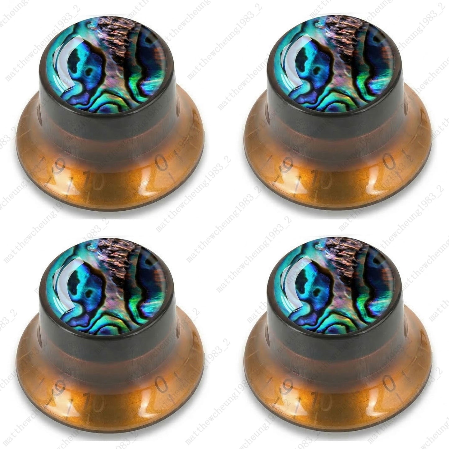 4Pcs Amber Guitar Reflector Knos For Les Paul SG -10 Seashell Pattern Options