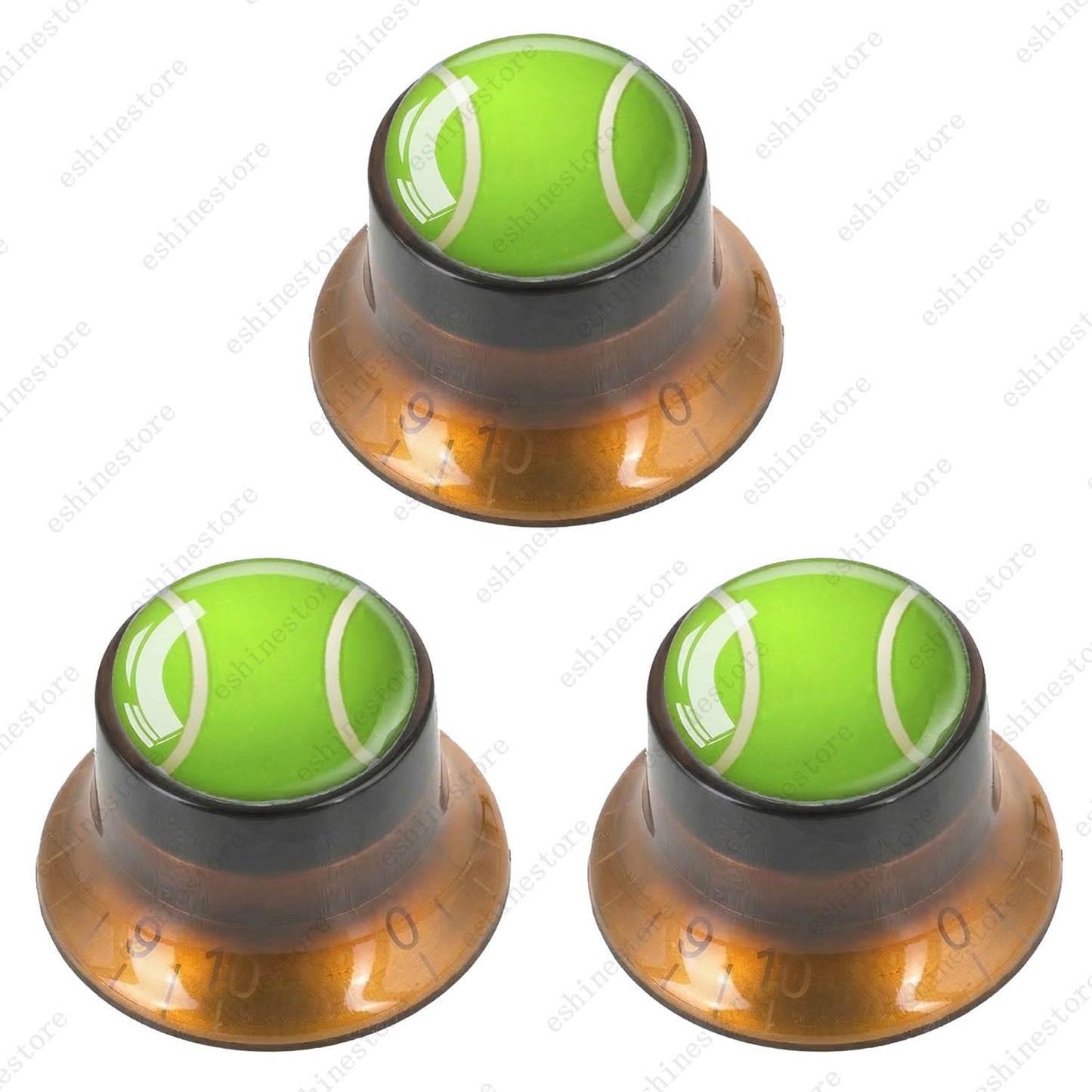 Electric Guitar Reflector Knob w/ Tennis Design Cap Top Hat Knob for Les Paul SG