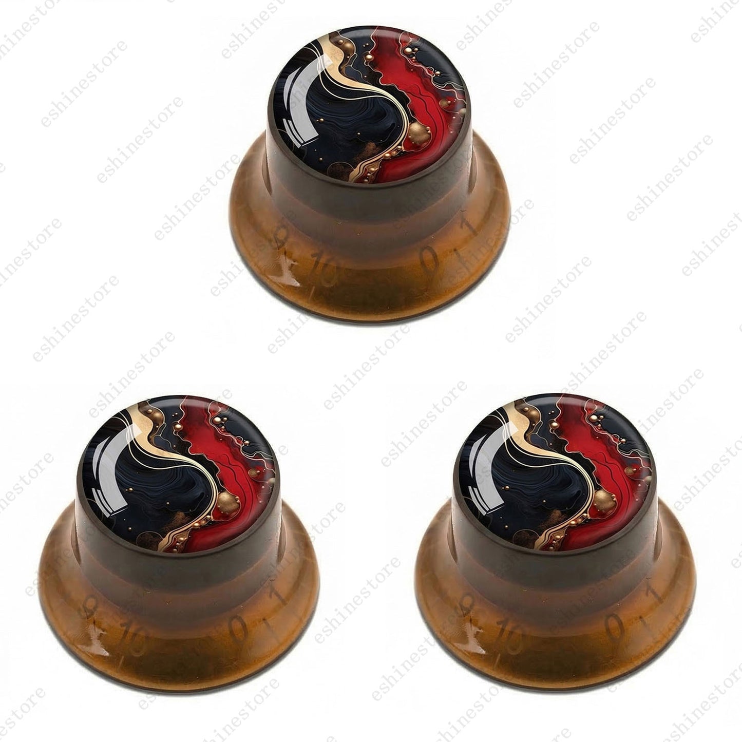 Guitar Reflector Knobs with Abstract Art Cap Top Hat Knobs for Les Paul SG - 01
