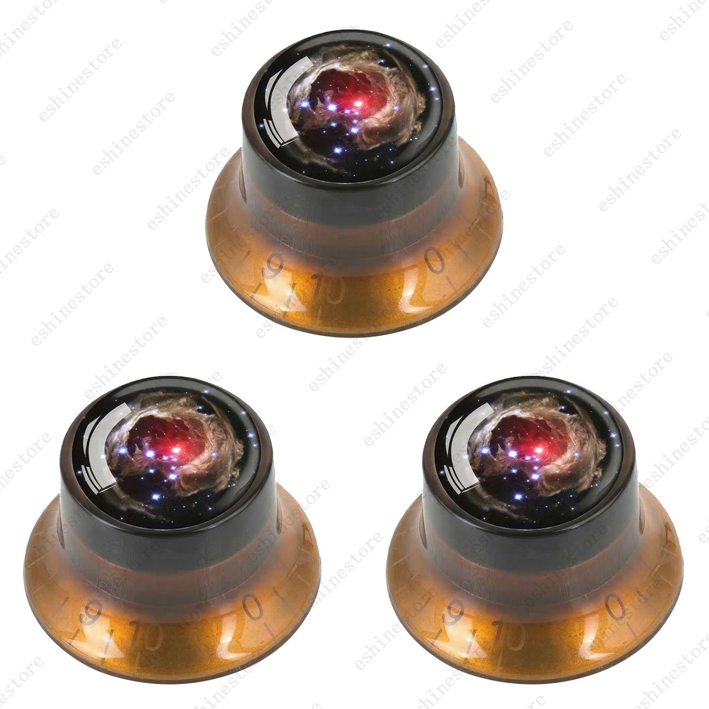 Guitar Reflector Knobs w/ Nebula Pattern Design Cap Top Hat Knob for Les Paul SG