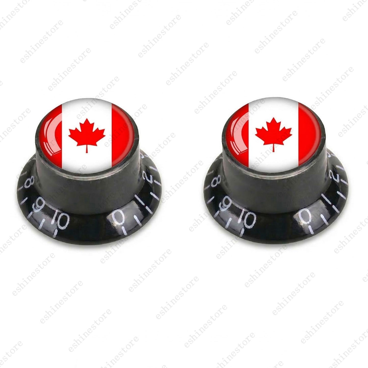 Guitar Reflector Knobs w/ Canada Flag Design Cap Top Hat Knobs for Les Paul SG