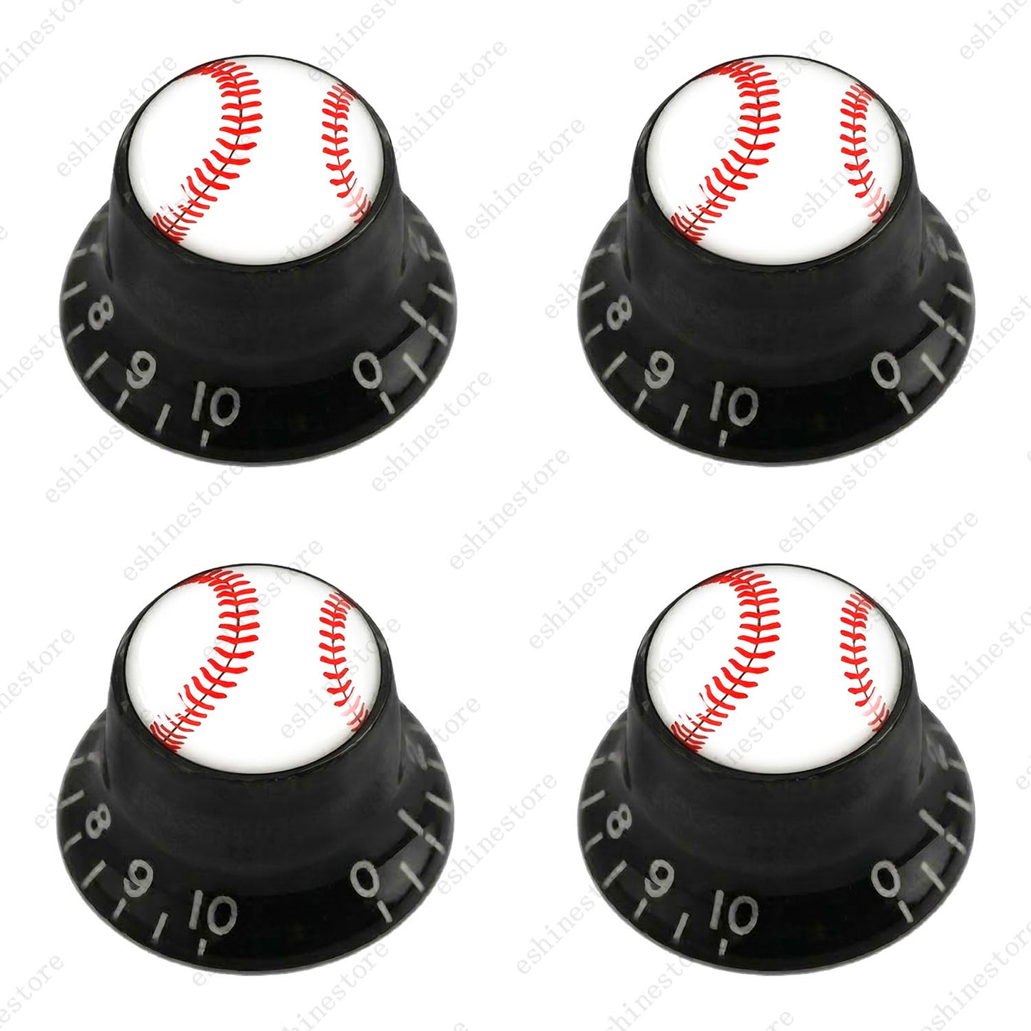 Guitar Reflector Knobs w/ Baseball Design Cap Top Hat Knobs for Les Paul SG