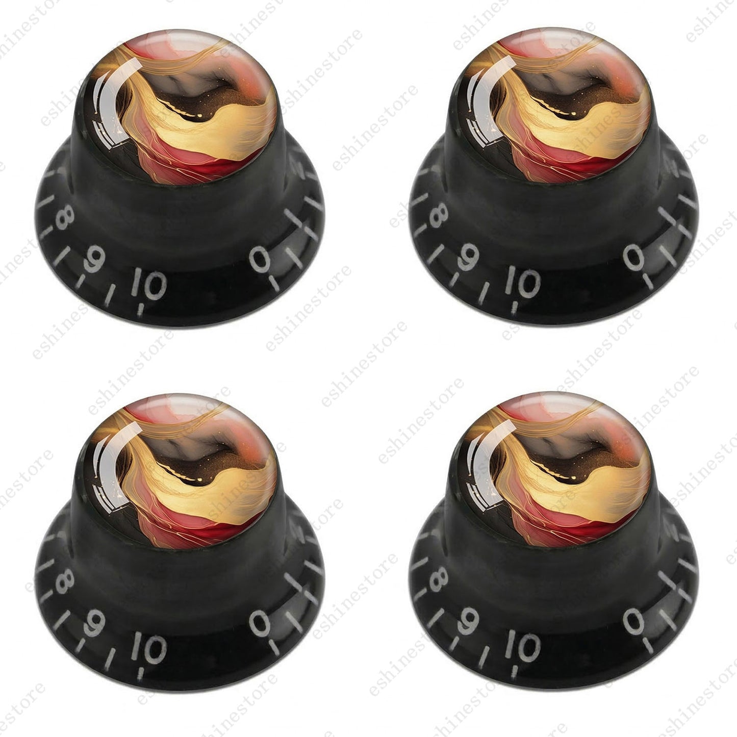 Guitar Reflector Knobs with Abstract Art Cap Top Hat Knobs for Les Paul SG - 02