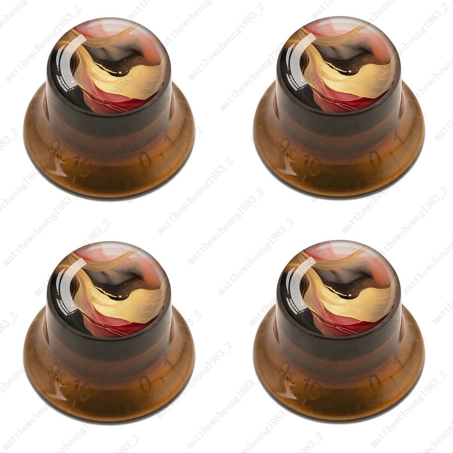 4Pcs Amber Guitar Reflector Knobs For Les Paul SG -10 Abstract Art Style Options
