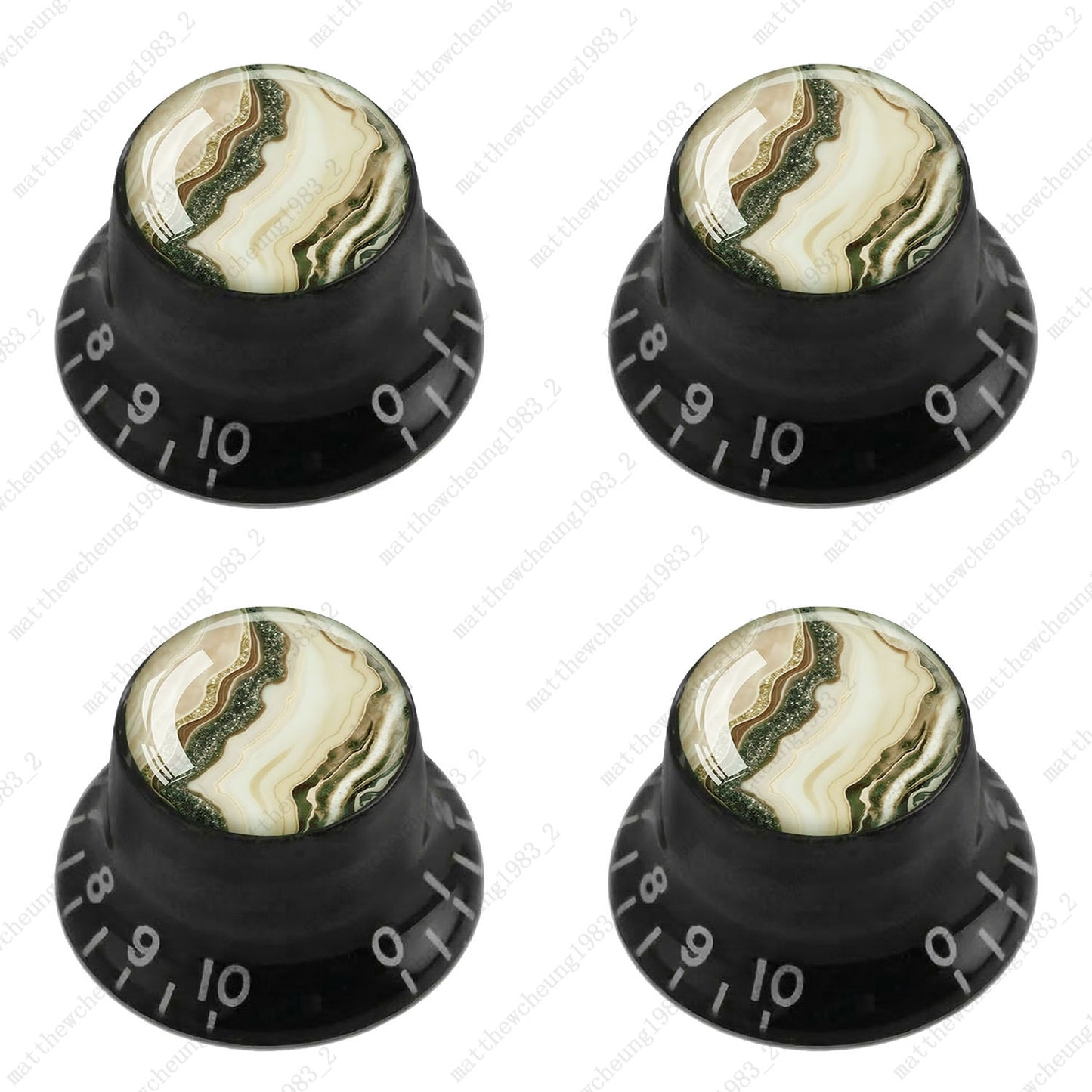 4Pcs Black Guitar Reflector Knob For Les Paul SG -10 Marble Texture Style Option