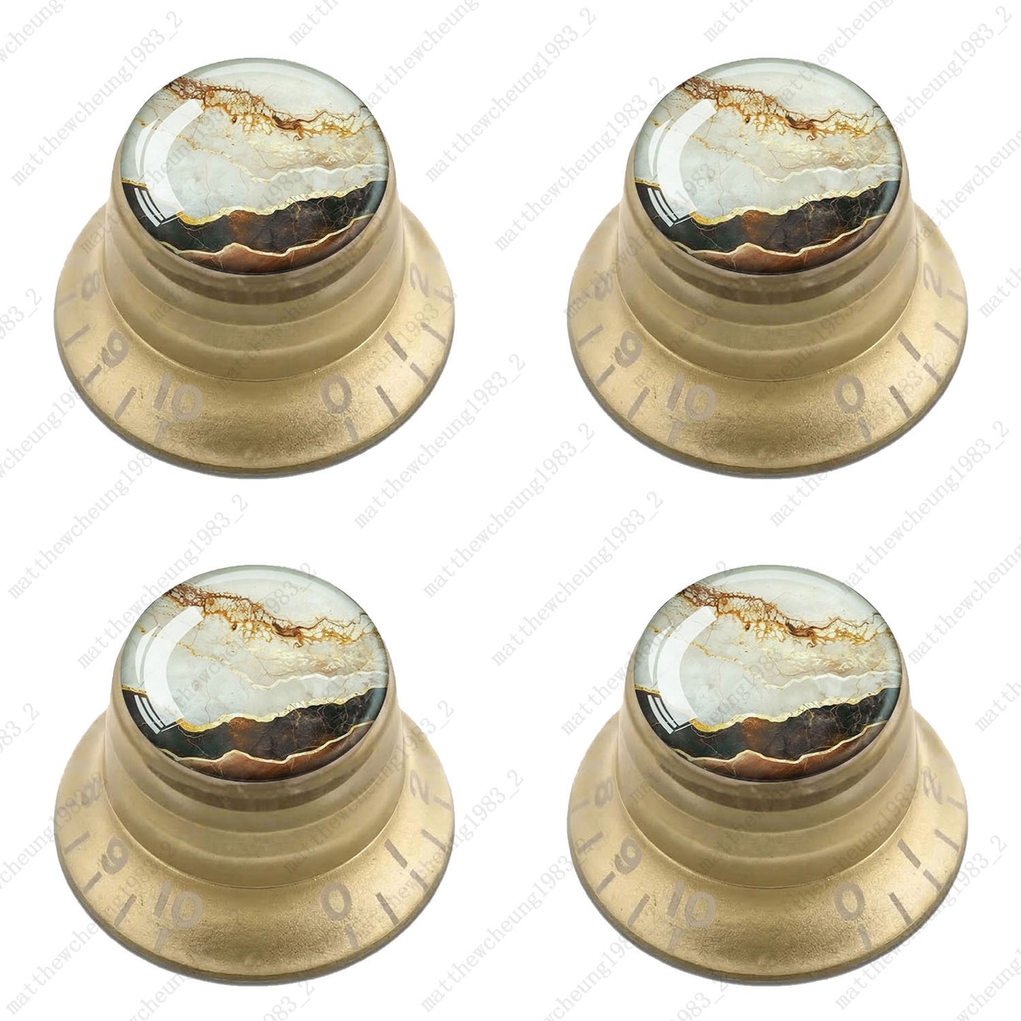 4Pcs Gold Guitar Reflector Knob For Les Paul SG -10 Marble Texture Style Options