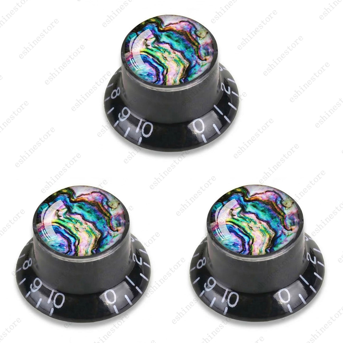 Guitar Reflector Knob with Seashell Pattern Cap Top Hat Knob for Les Paul SG -09