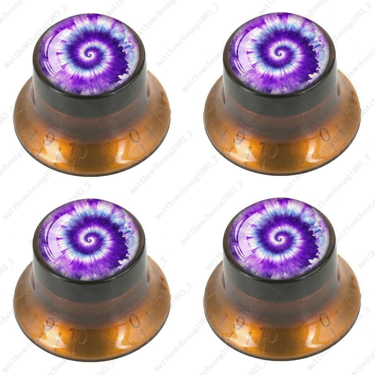 4Pcs Amber Guitar Reflector Knob For Les Paul SG -10 Spiral Tie Dye Style Option