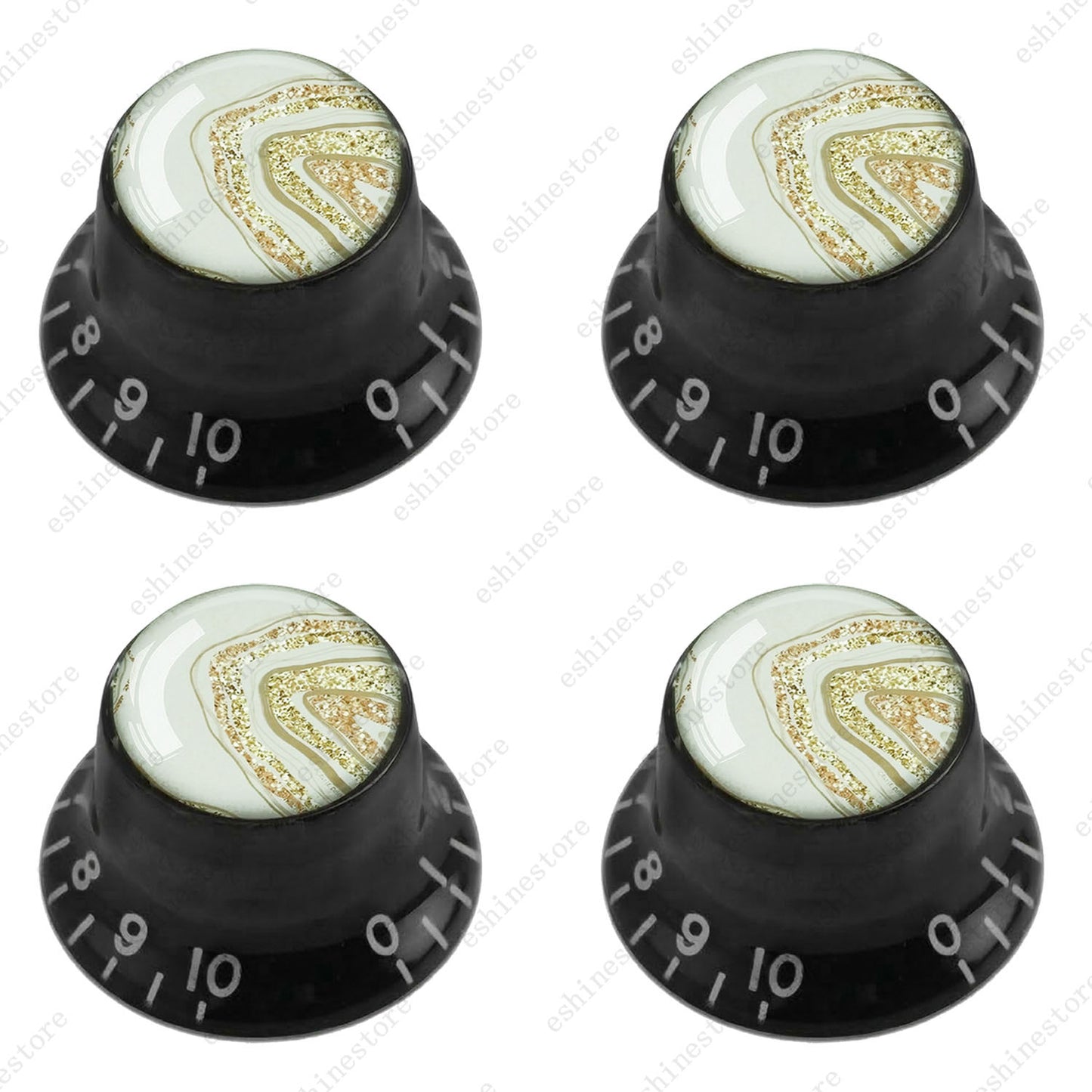 Guitar Reflector Knobs with Marble Texture Cap Top Hat Knob for Les Paul SG - 01