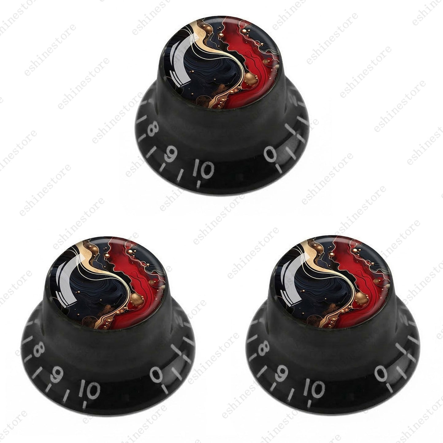 Guitar Reflector Knobs with Abstract Art Cap Top Hat Knobs for Les Paul SG - 01