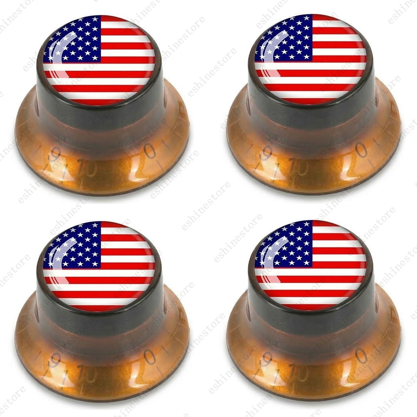 Guitar Reflector Knobs w/ American Flag Design Cap Top Hat Knobs for Les Paul SG