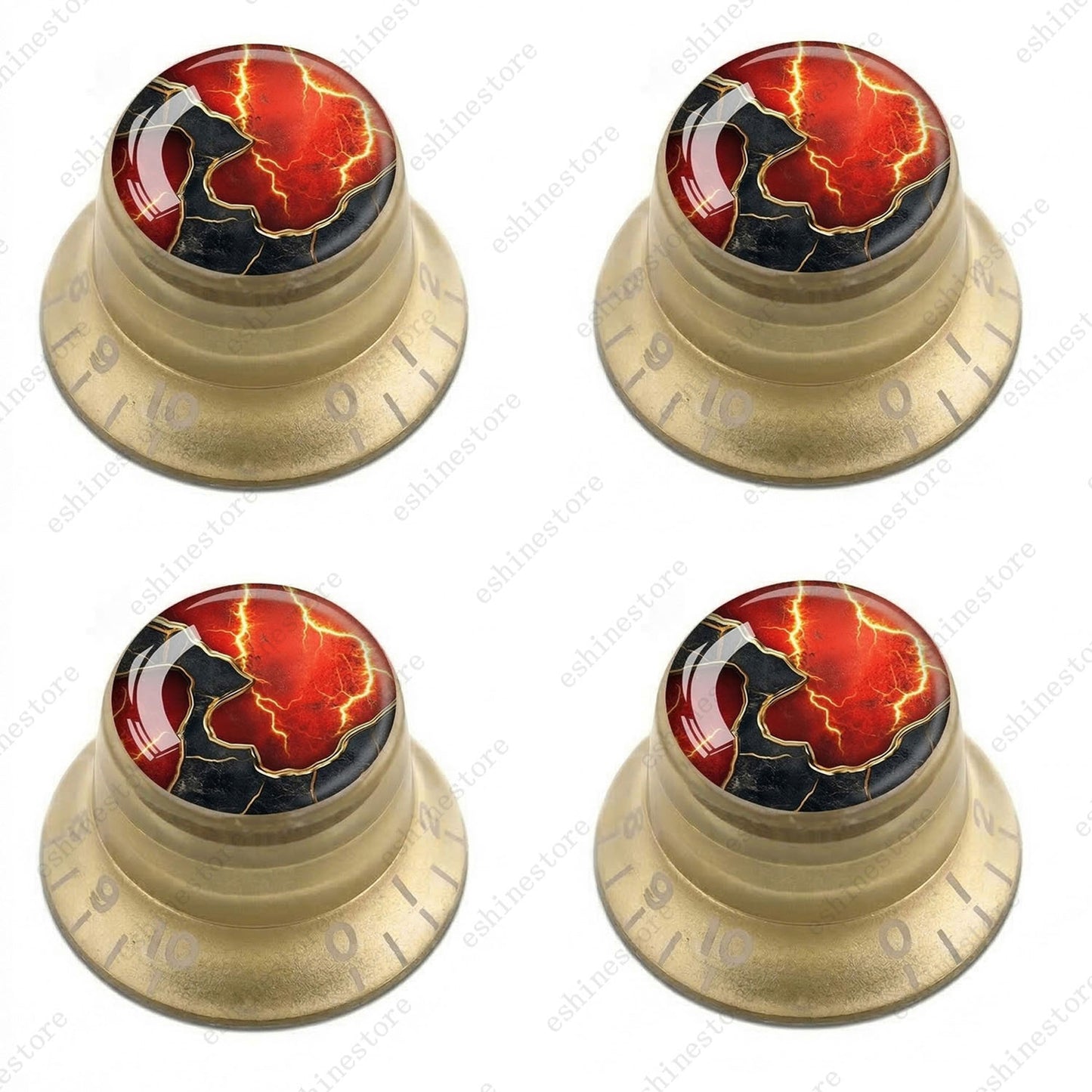 Guitar Reflector Knobs with Abstract Art Cap Top Hat Knobs for Les Paul SG - 10