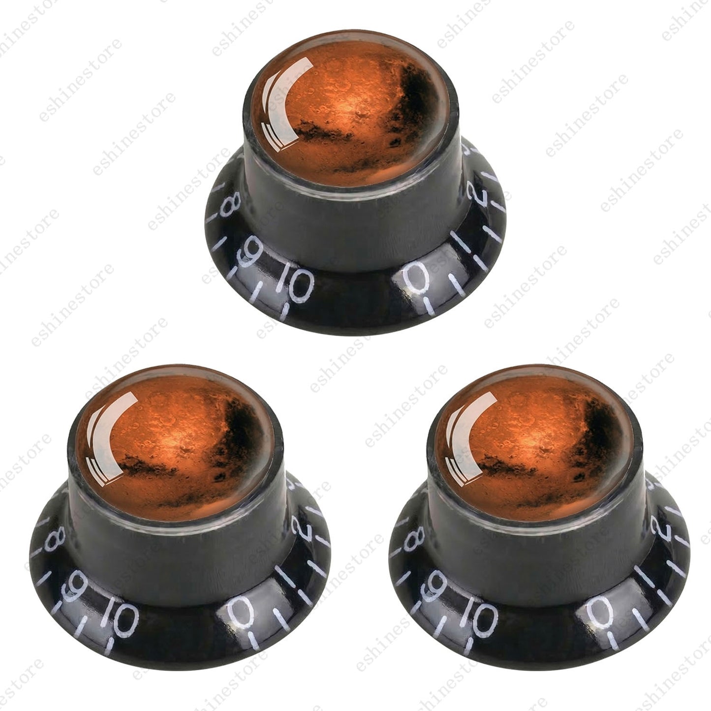 Guitar Reflector Knob with Mars Pattern Design Cap Top Hat Knob for Les Paul SG