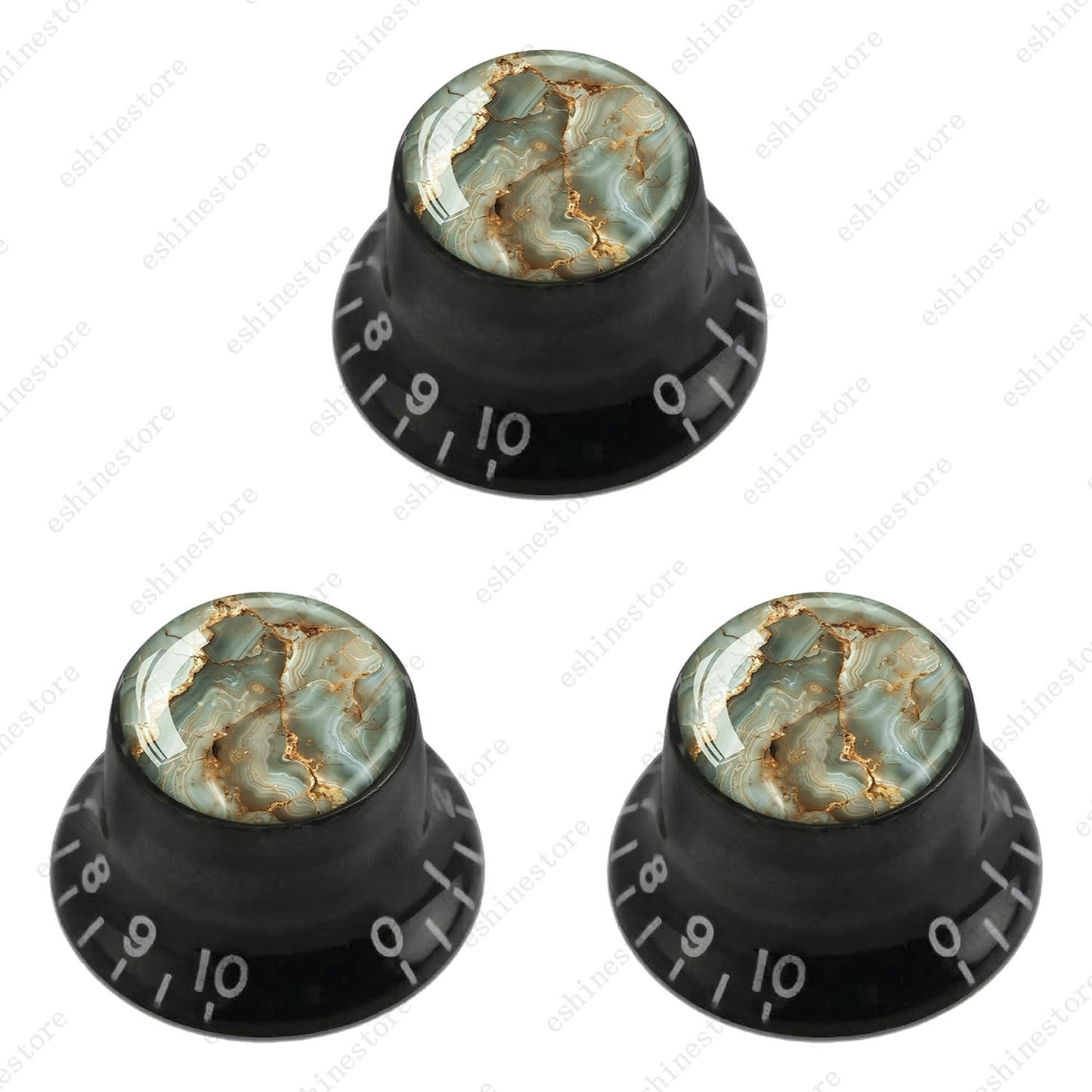 Guitar Reflector Knobs with Marble Texture Cap Top Hat Knob for Les Paul SG - 09