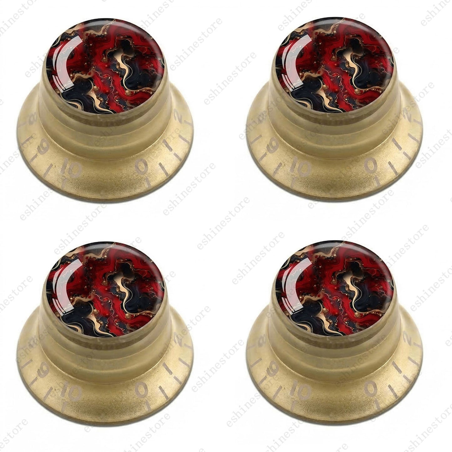Guitar Reflector Knobs with Abstract Art Cap Top Hat Knobs for Les Paul SG - 03