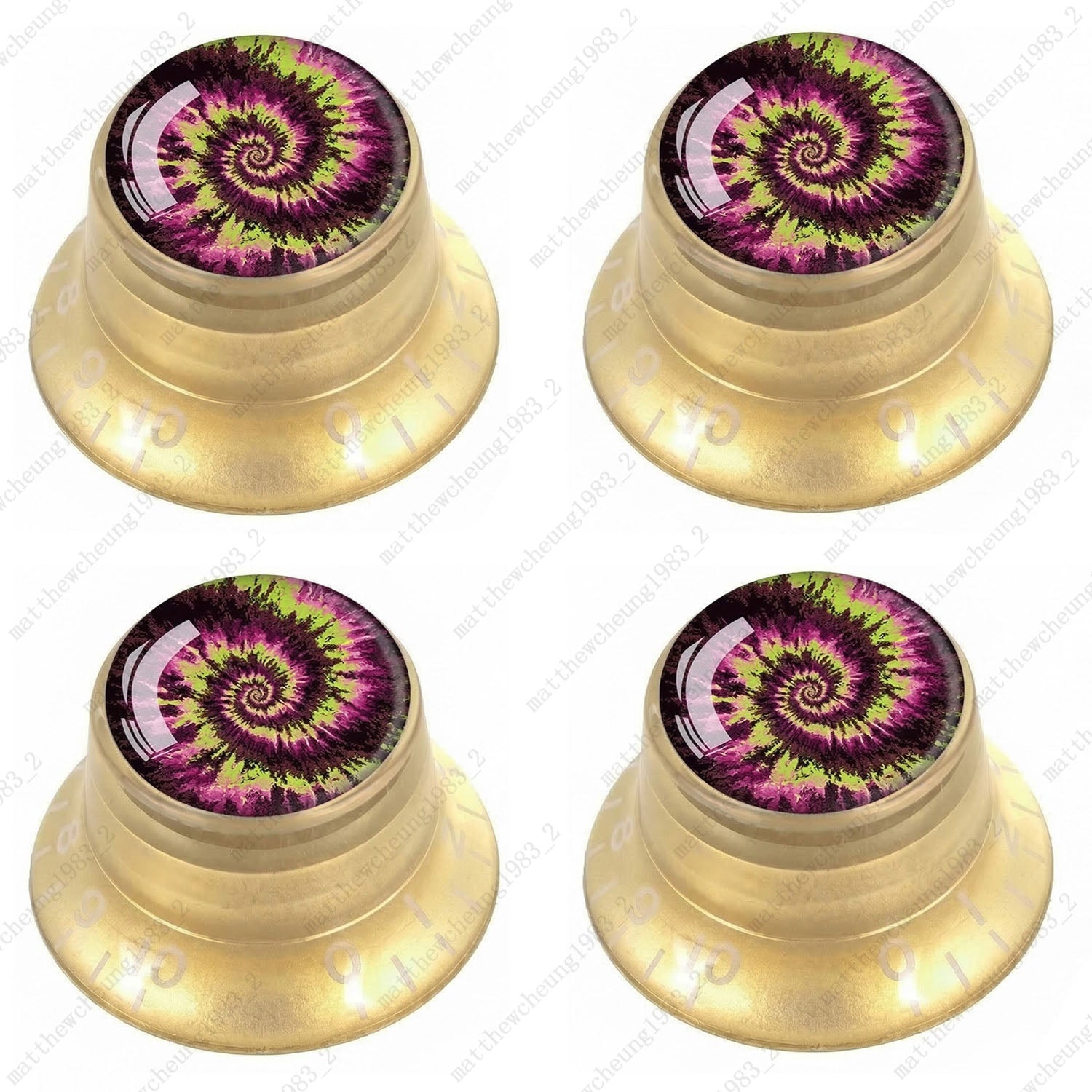 4Pcs Gold Guitar Reflector Knob For Les Paul SG -10 Spiral Tie Dye Style Option