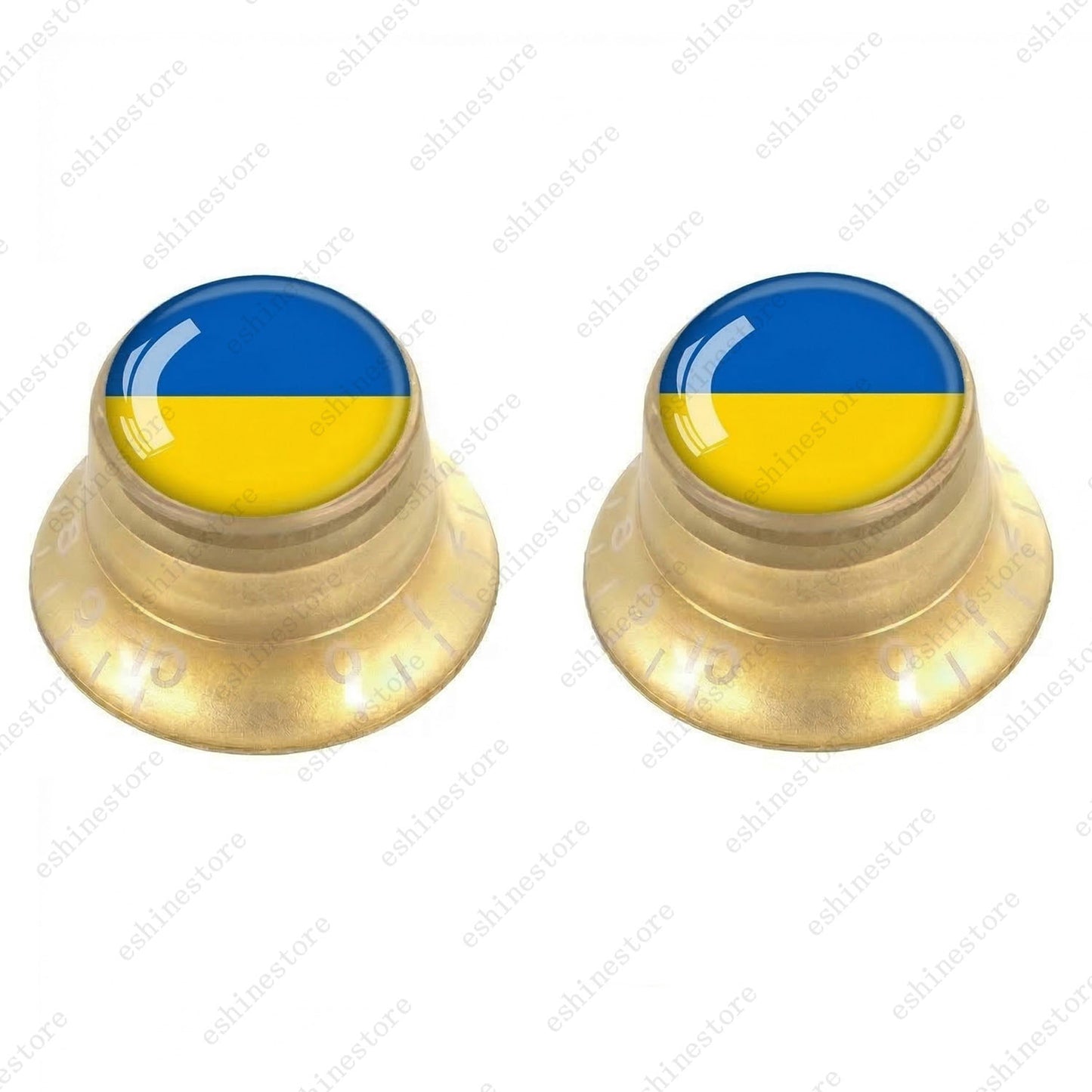 Guitar Reflector Knobs w/ Ukrainian Flag Design Cap Top Hat Knob for Les Paul SG