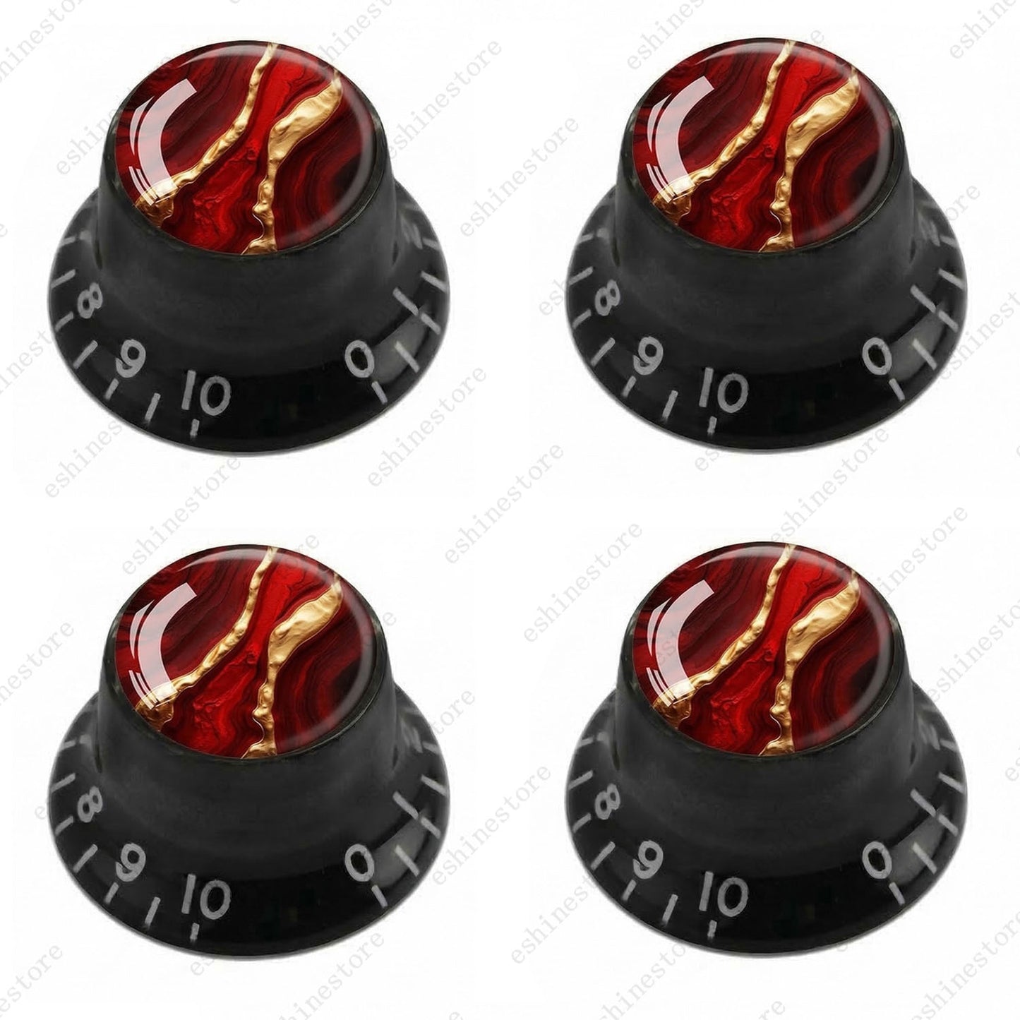 Guitar Reflector Knobs with Abstract Art Cap Top Hat Knobs for Les Paul SG - 09