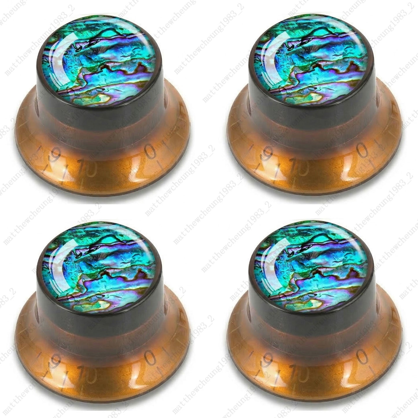4Pcs Amber Guitar Reflector Knos For Les Paul SG -10 Seashell Pattern Options