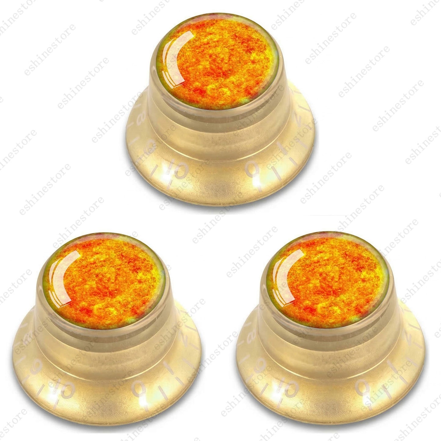 Guitar Reflector Knobs w/ Sun Pattern Design Cap Top Hat Knobs for Les Paul SG