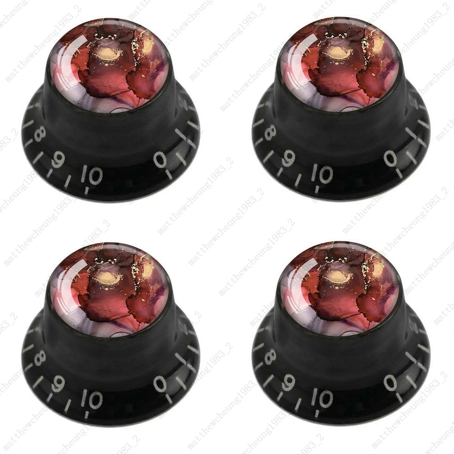 4Pcs Black Guitar Reflector Knobs For Les Paul SG -10 Abstract Art Style Options