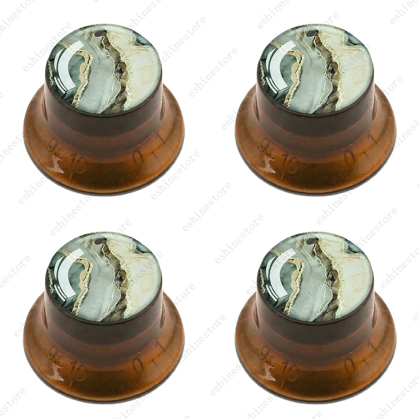 Guitar Reflector Knobs with Marble Texture Cap Top Hat Knob for Les Paul SG - 05