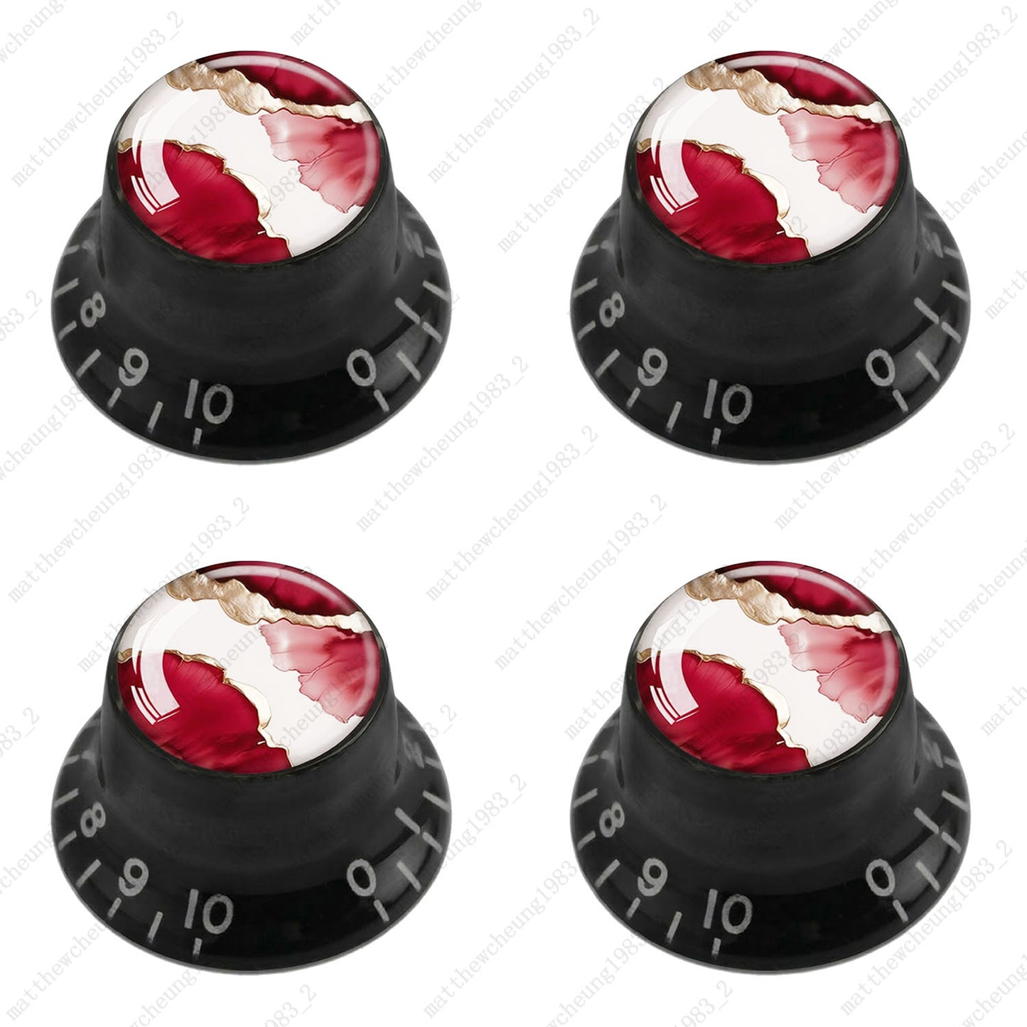4Pcs Black Guitar Reflector Knobs For Les Paul SG -10 Abstract Art Style Options