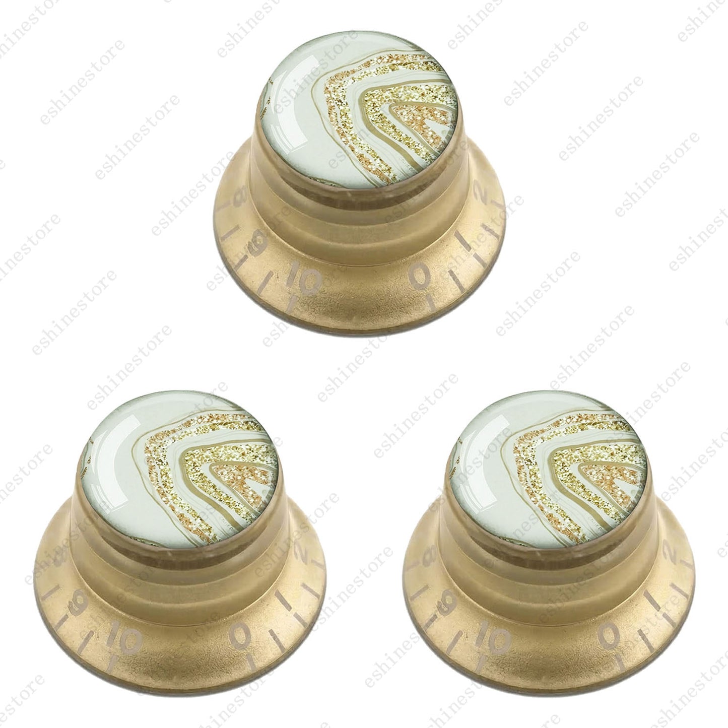 Guitar Reflector Knobs with Marble Texture Cap Top Hat Knob for Les Paul SG - 01