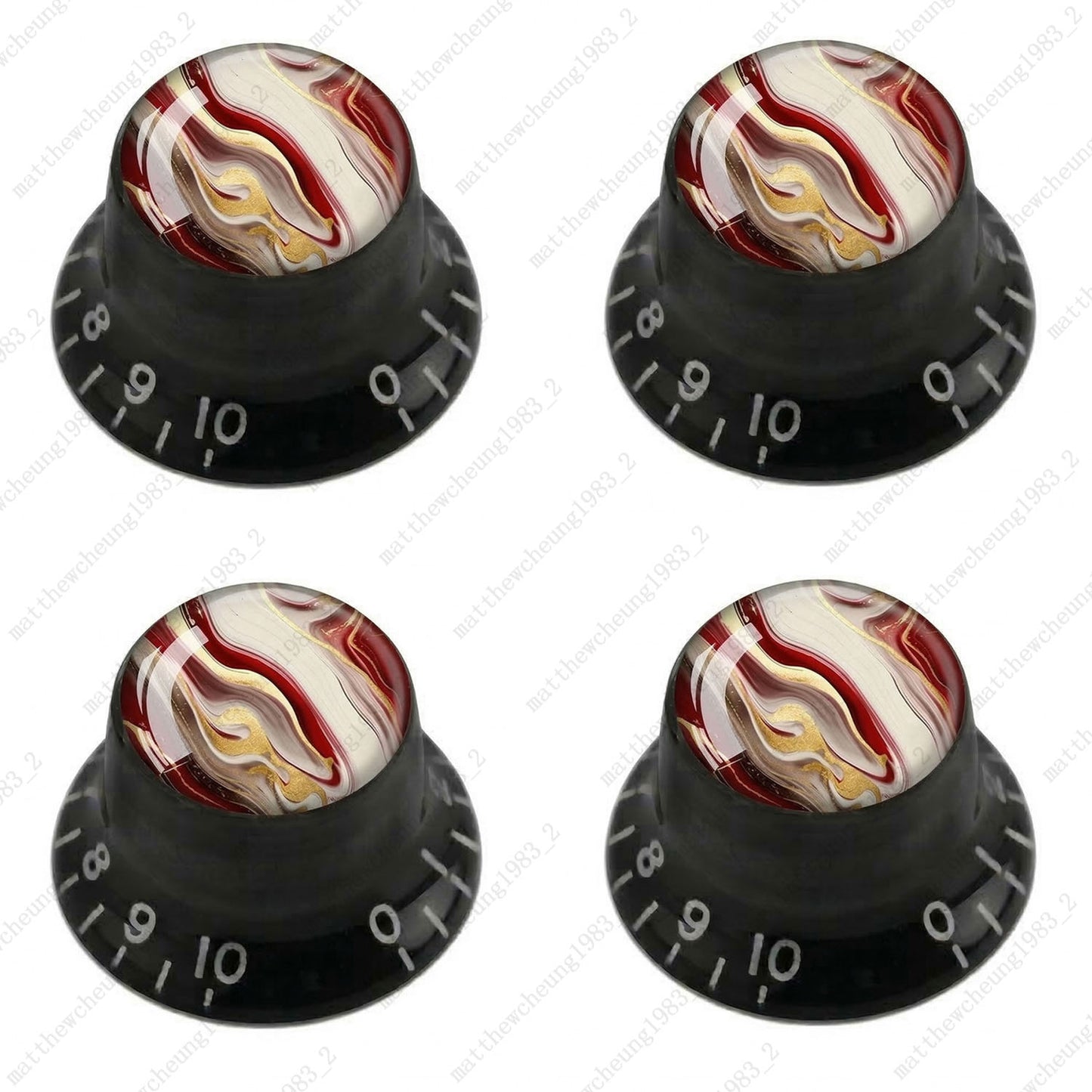 4Pcs Black Guitar Reflector Knobs For Les Paul SG -10 Abstract Art Style Options