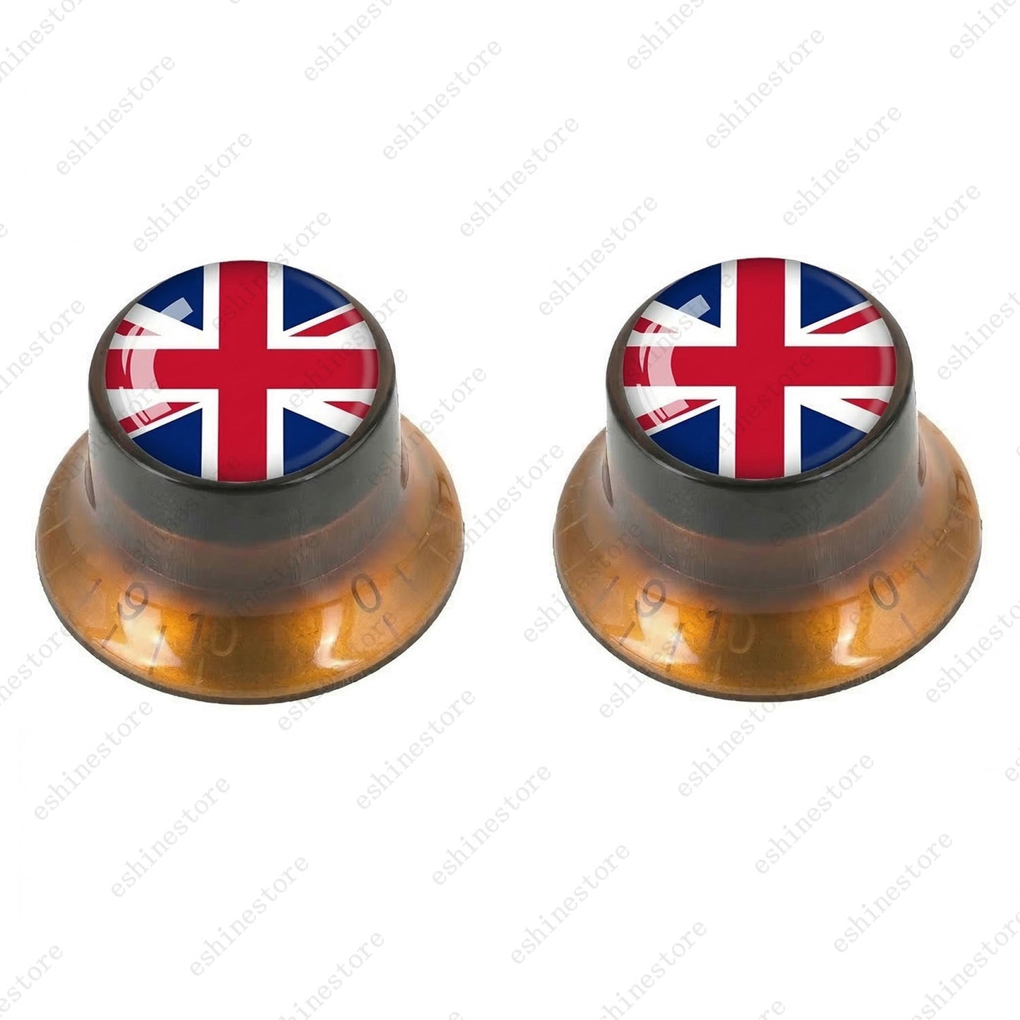 Guitar Reflector Knobs w/ British Flag Design Cap Top Hat Knobs for Les Paul SG