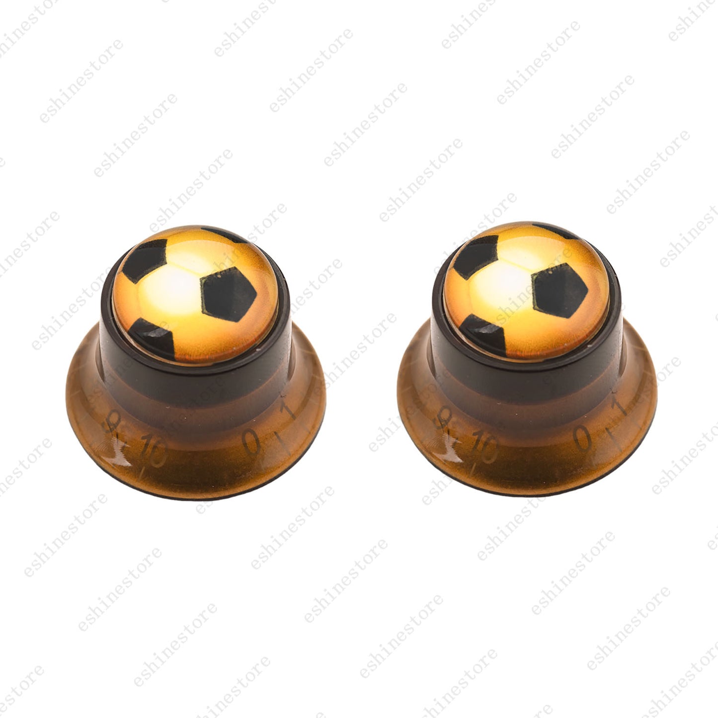 Guitar Reflector Knobs w/ Golden Soccer Design Cap Top Hat Knobs for Les Paul SG