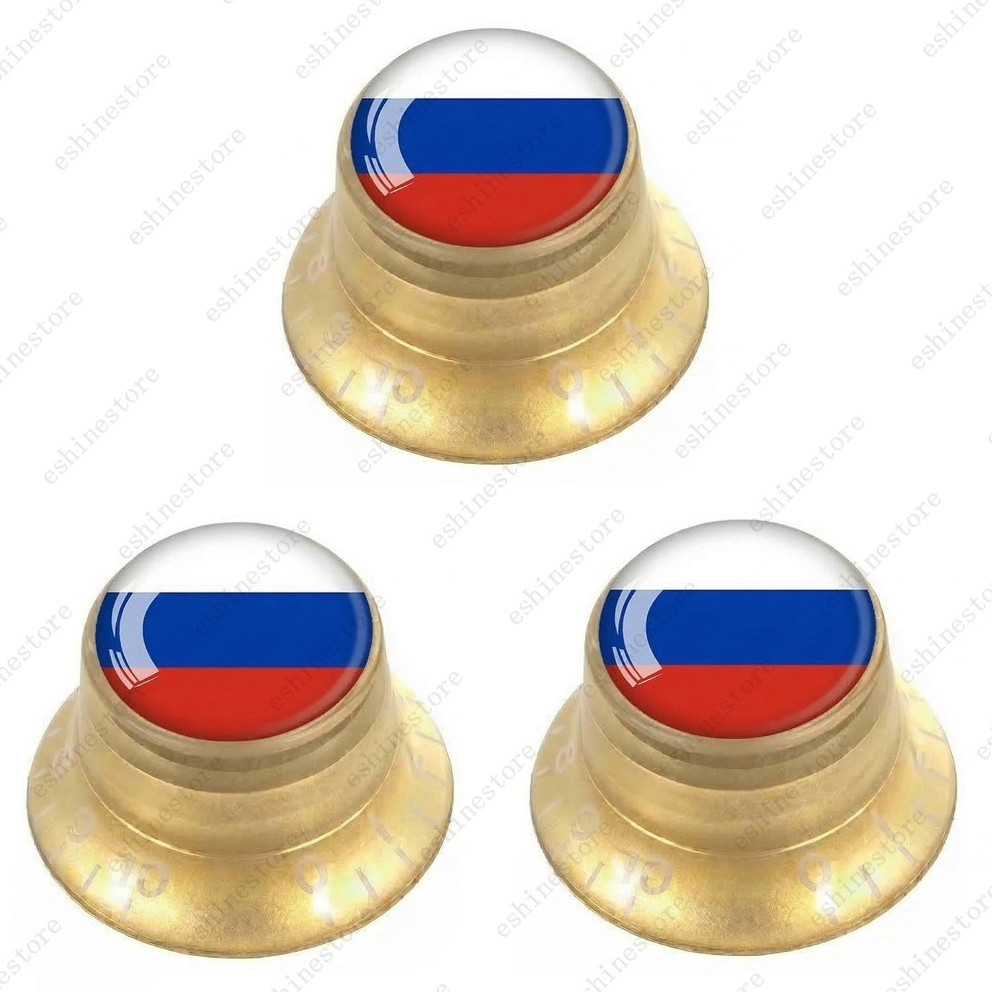 Guitar Reflector Knobs w/ Russian Flag Design Cap Top Hat Knobs for Les Paul SG