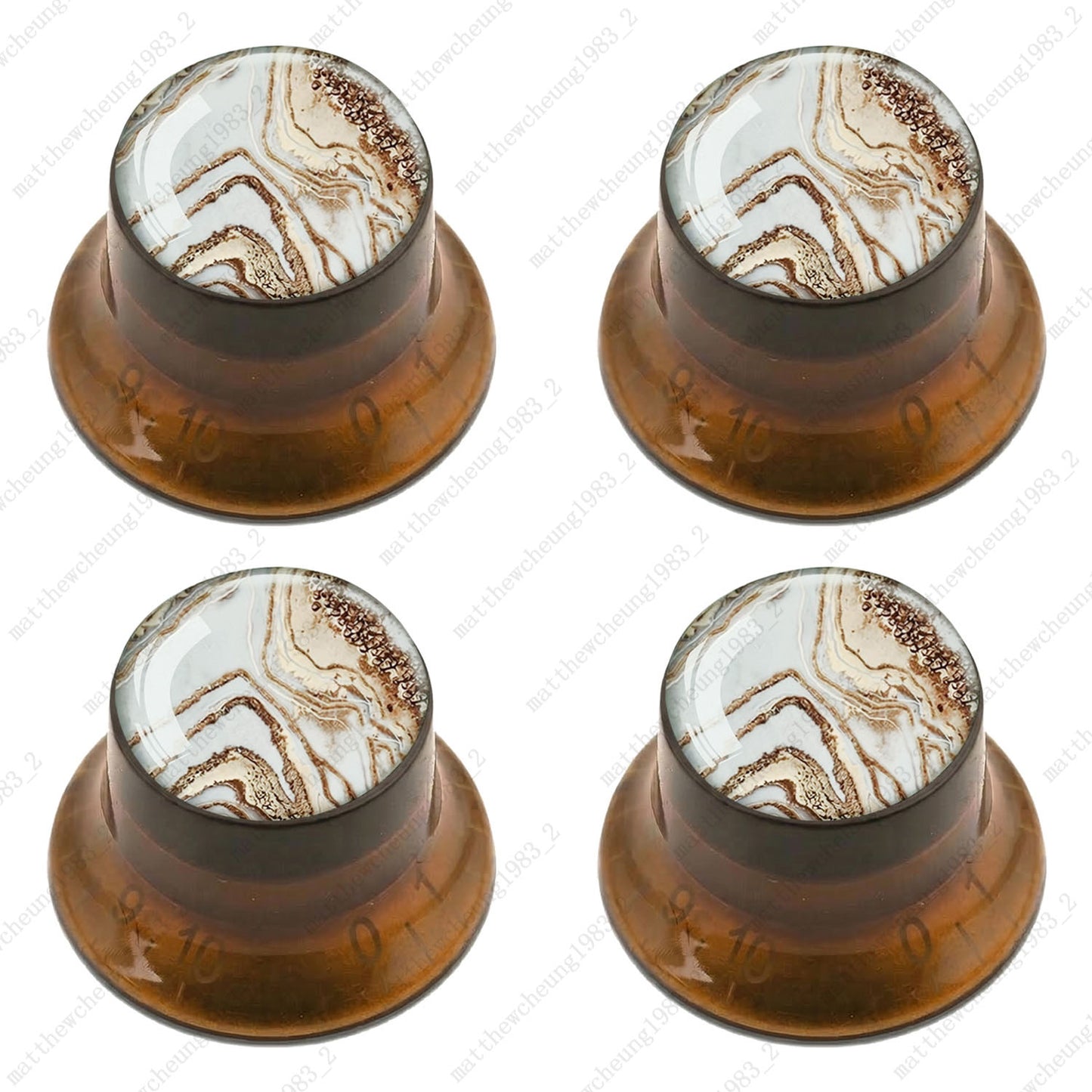 4Pcs Amber Guitar Reflector Knob For Les Paul SG -10 Marble Texture Style Option
